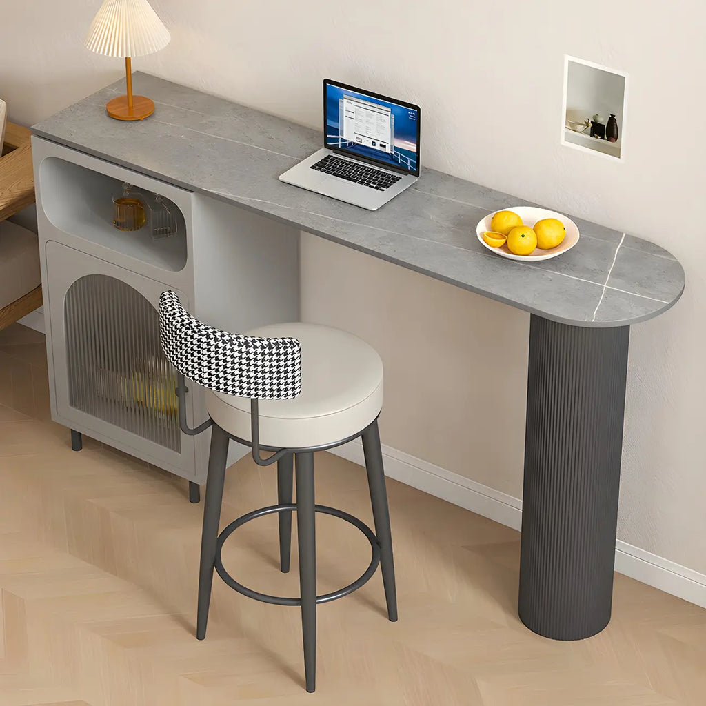 Tables de bar modernes en fer gris pierre avec rangement, forme libre