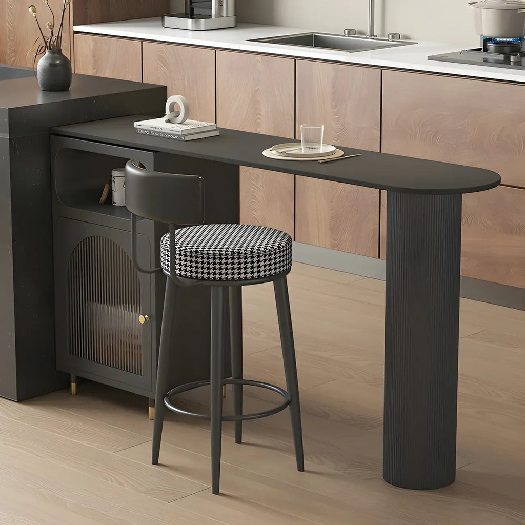 Tables de bar modernes en fer gris pierre avec rangement, forme libre