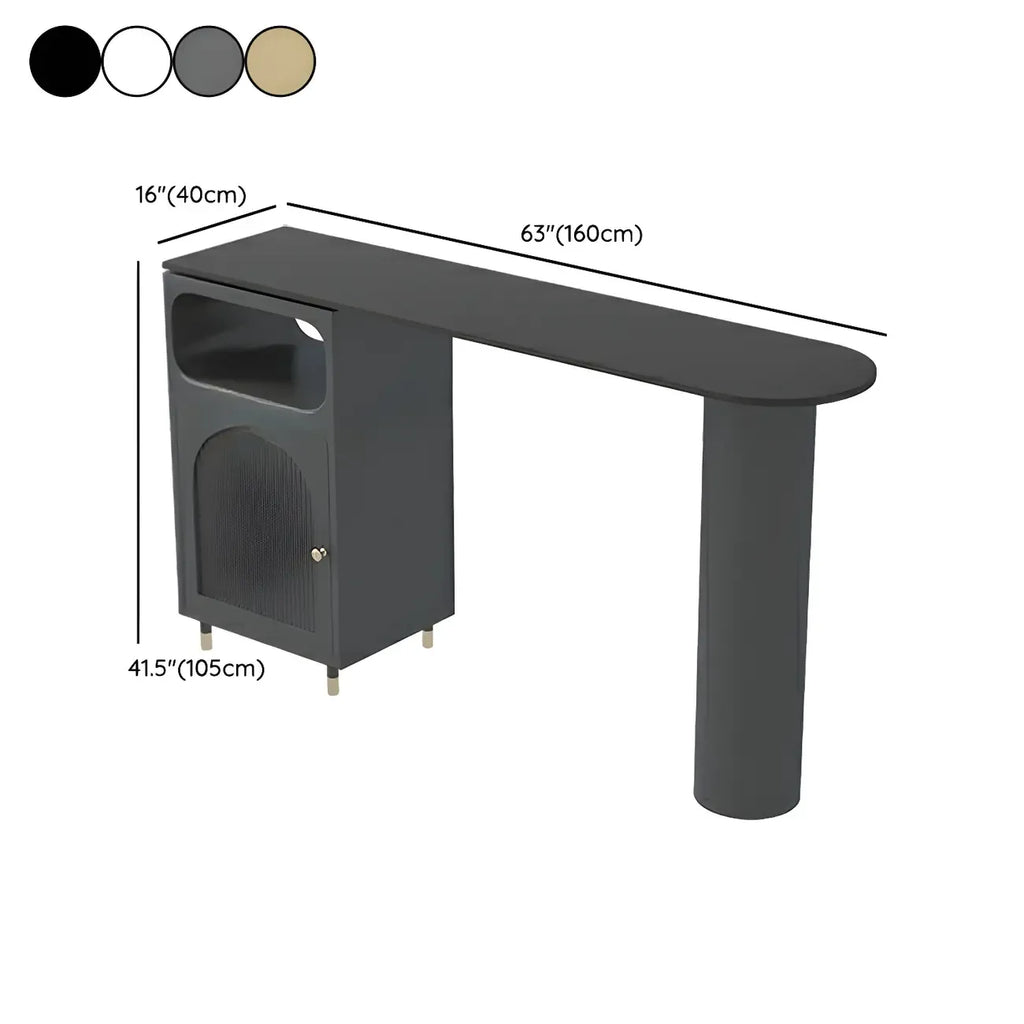 Tables de bar modernes en fer gris pierre avec rangement, forme libre