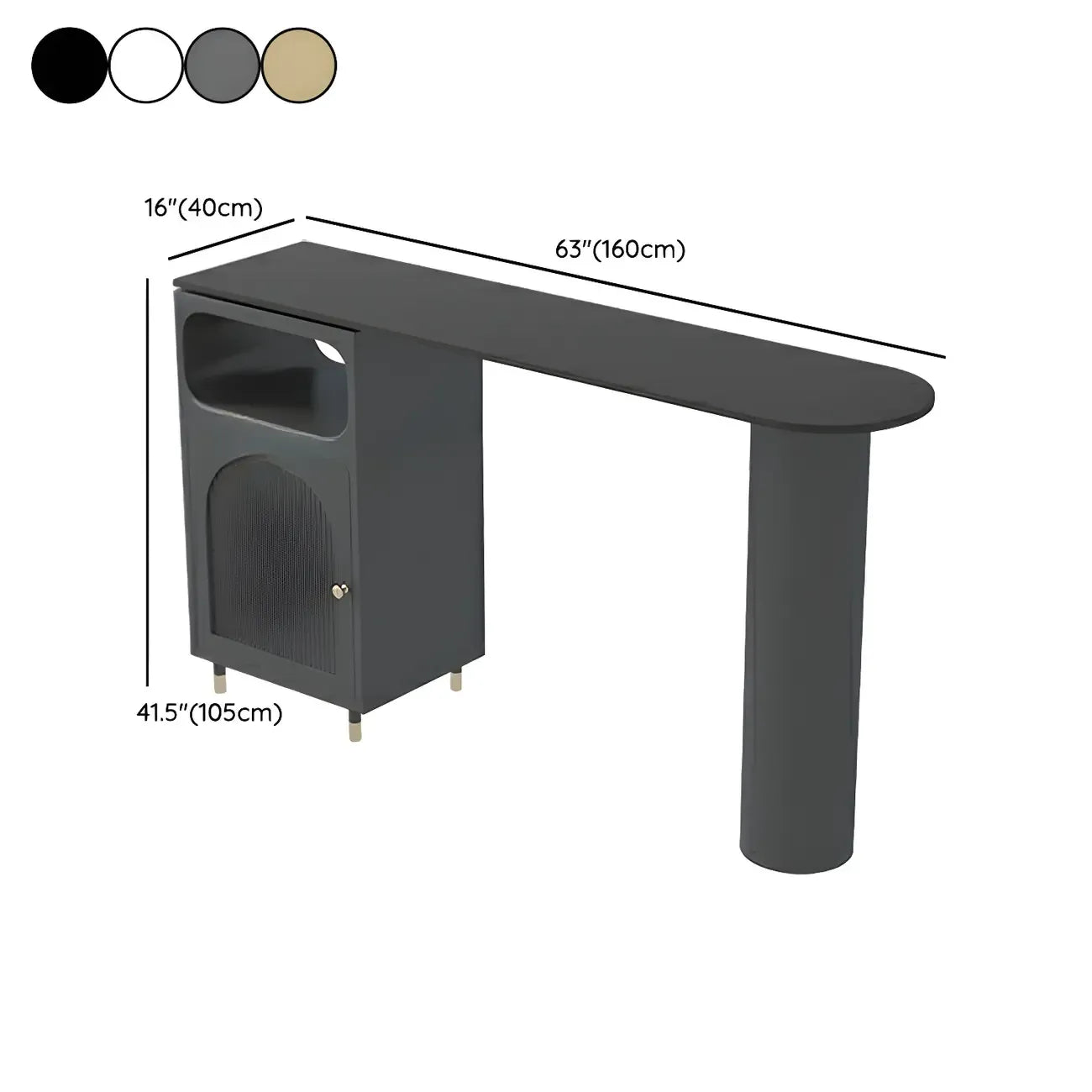 Tables de bar modernes en fer gris pierre avec rangement, forme libre