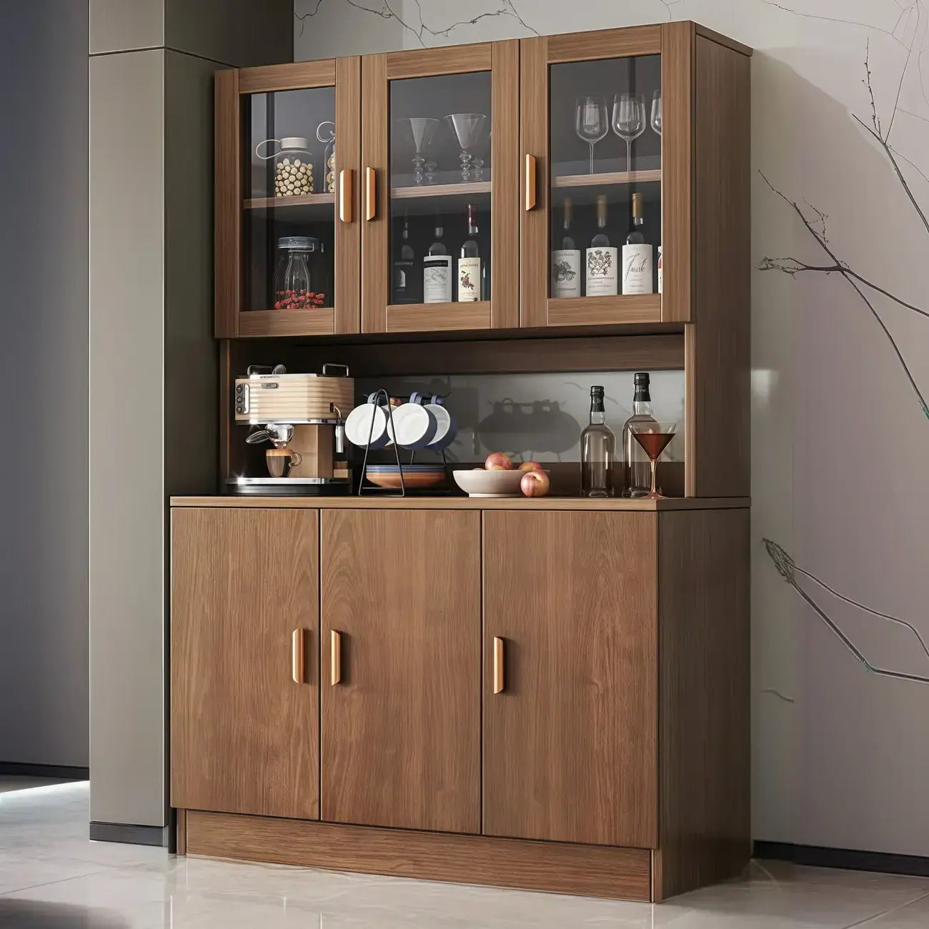 Grand buffet de rangement en bois et acrylique, réglable