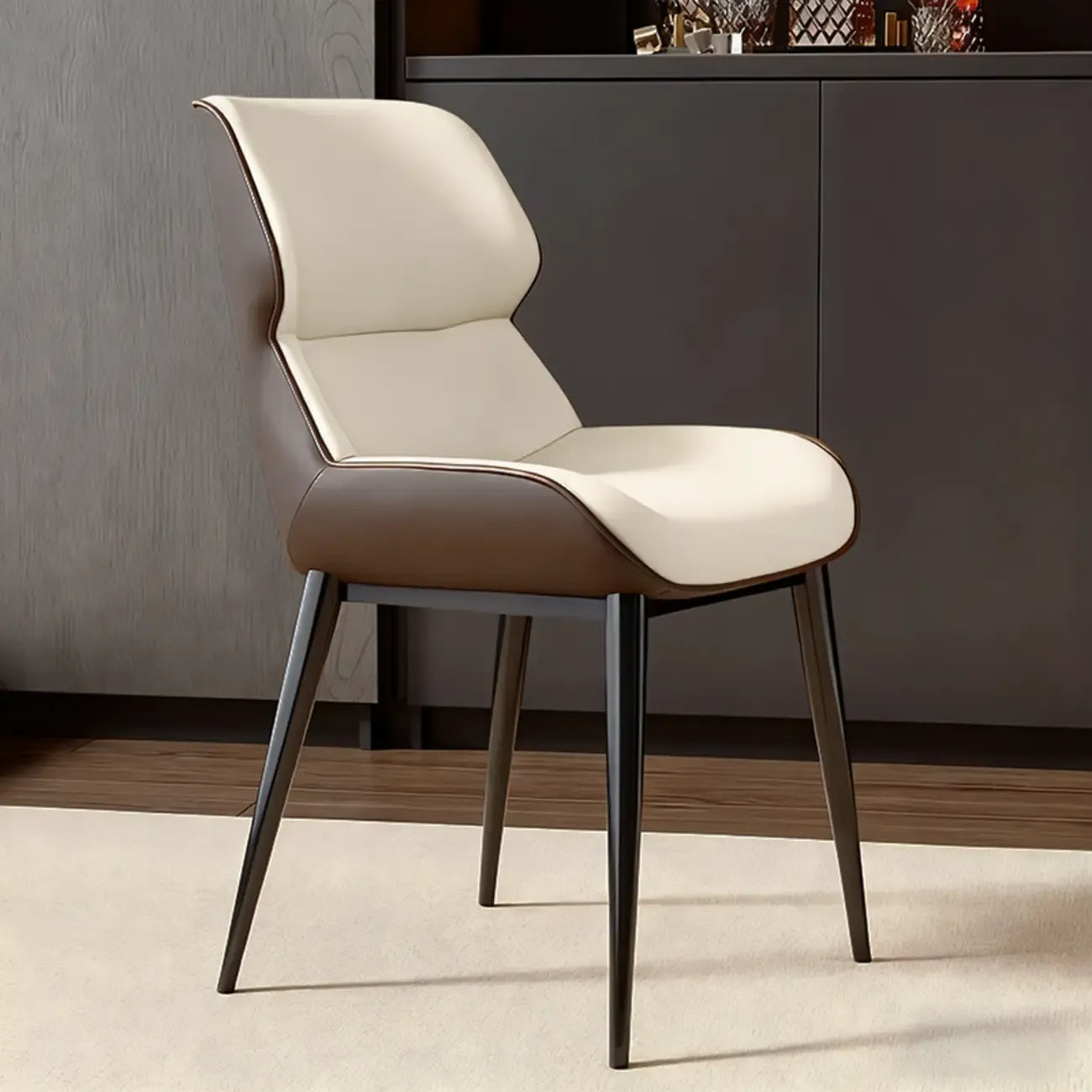 Ensemble de 2 chaises de salle à manger modernes à oreilles en similicuir