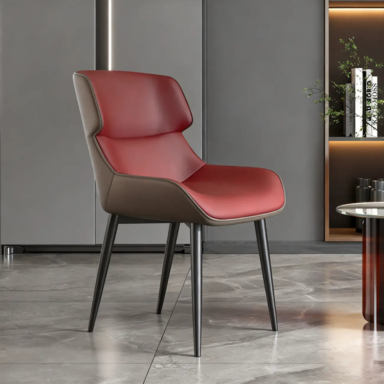 Ensemble de 2 chaises de salle à manger modernes à oreilles en similicuir