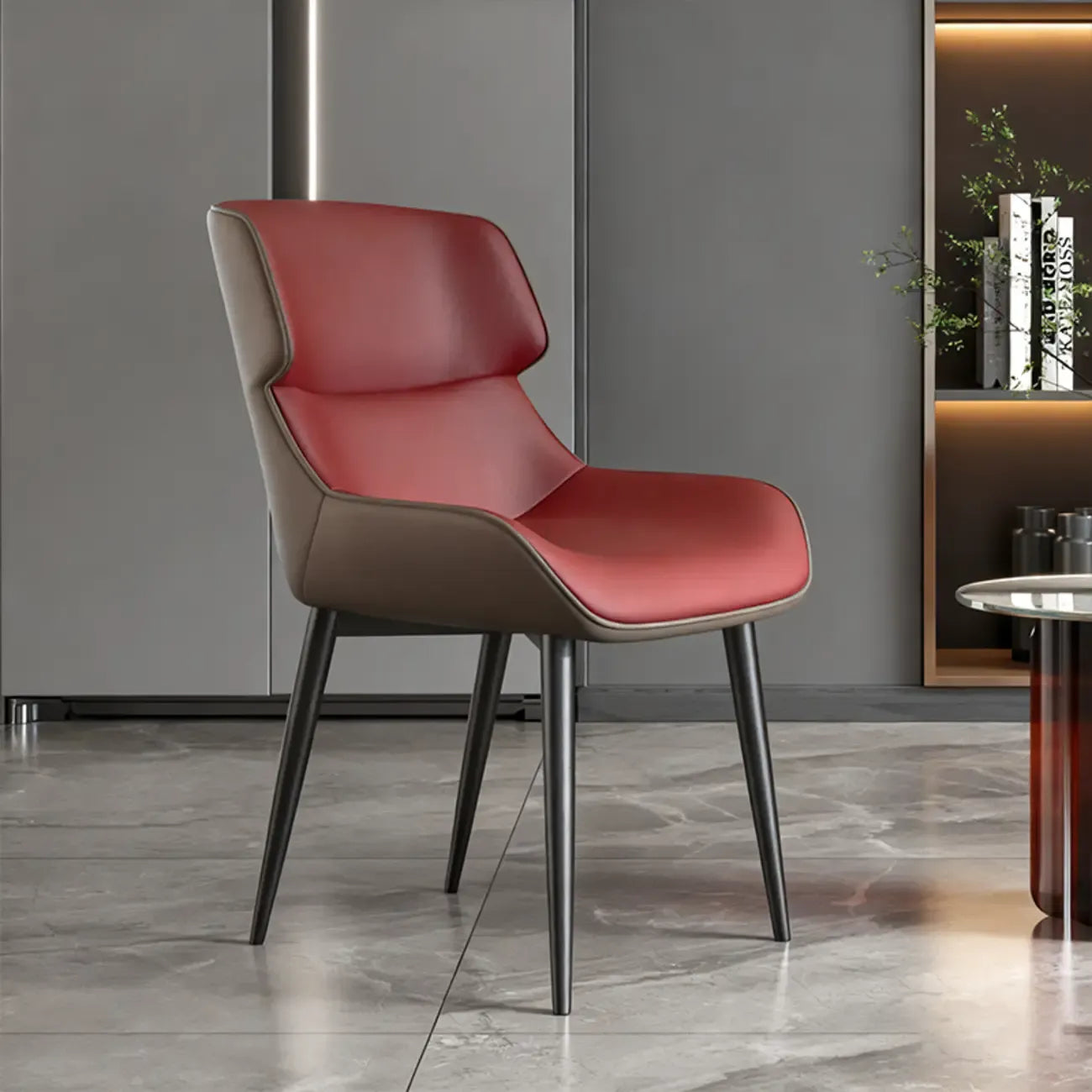 Ensemble de 2 chaises de salle à manger modernes à oreilles en similicuir