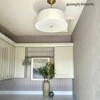 Plafonnier semi-encastré minimaliste colonial blanc tambour doré