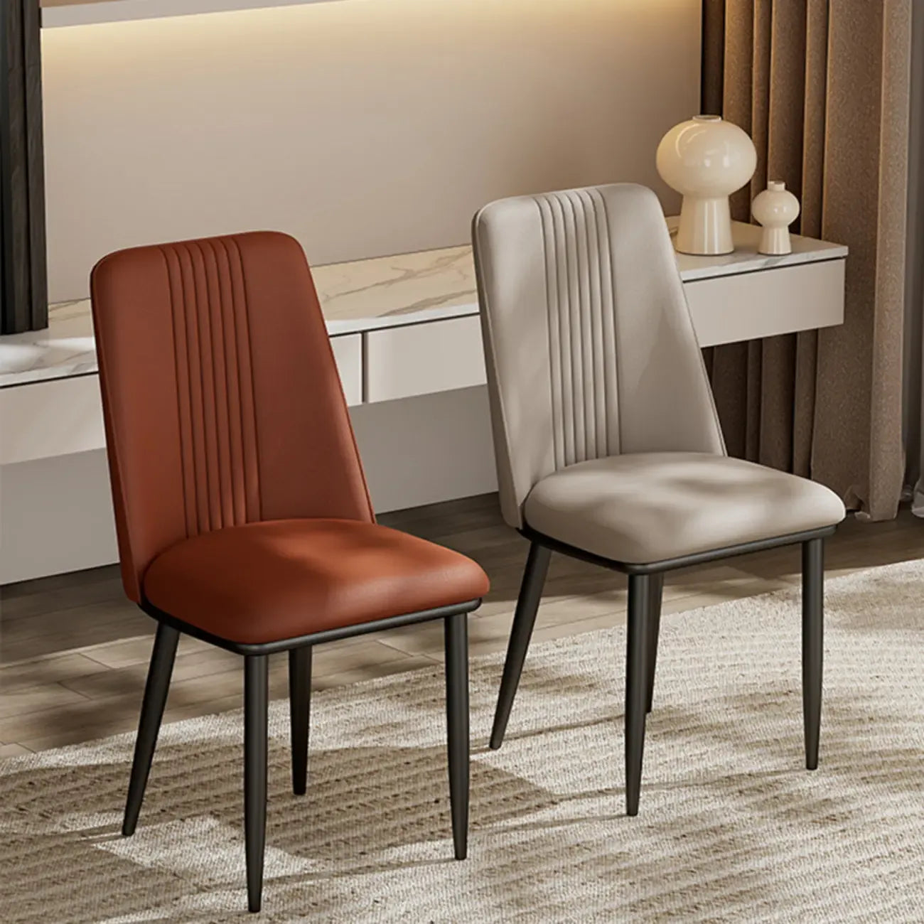 Ensemble de 2 chaises de salle à manger modernes en similicuir avec structure en métal