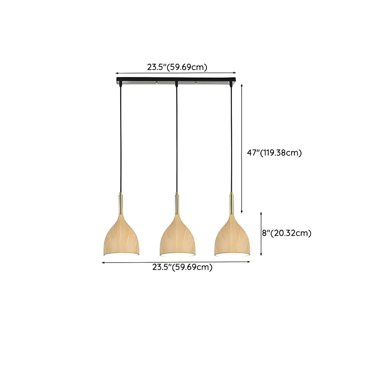 Suspension moderne à 3 lumières et longueur réglable pour îlot de cuisine