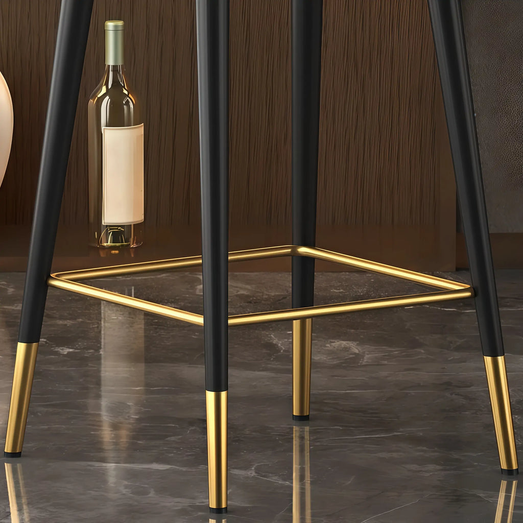 Tabouret de bar Art Déco en cuir avec coussin seau