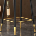 Tabouret de bar Art Déco en cuir avec coussin seau