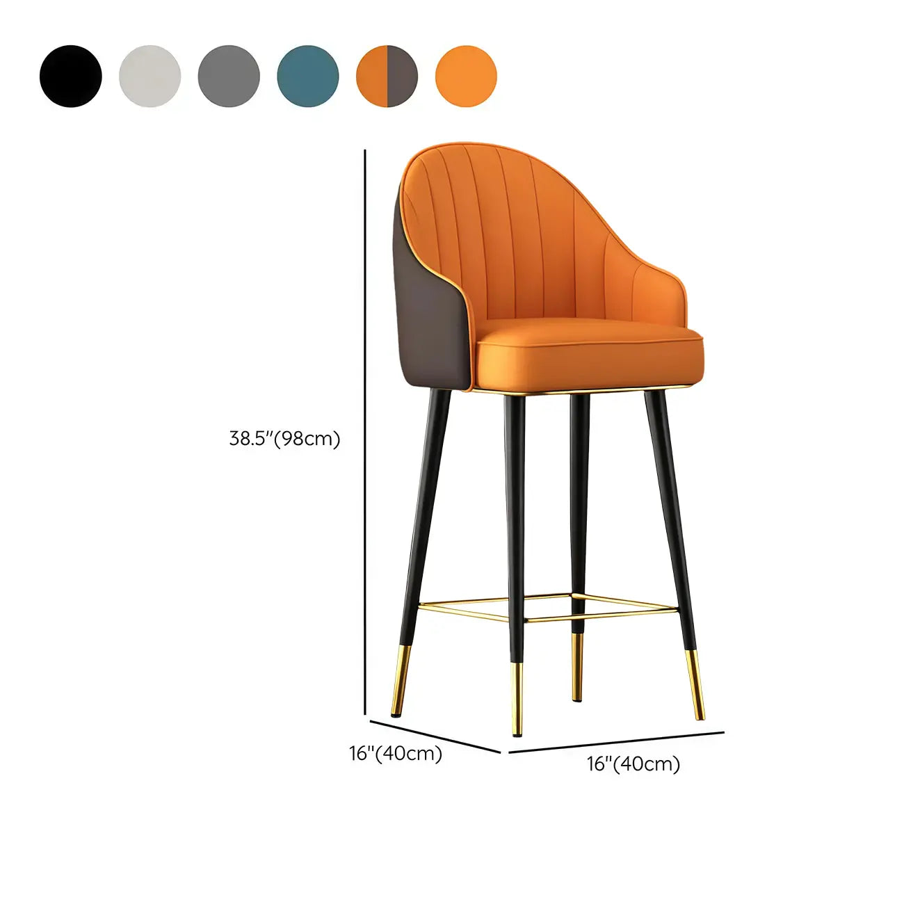 Tabouret de bar Art Déco en cuir avec coussin seau