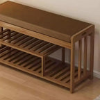 Banc de rangement à chaussures classique en bambou marron rembourré