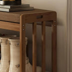 Banc de rangement à chaussures classique en bambou marron rembourré