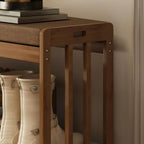 Banc de rangement à chaussures classique en bambou marron rembourré