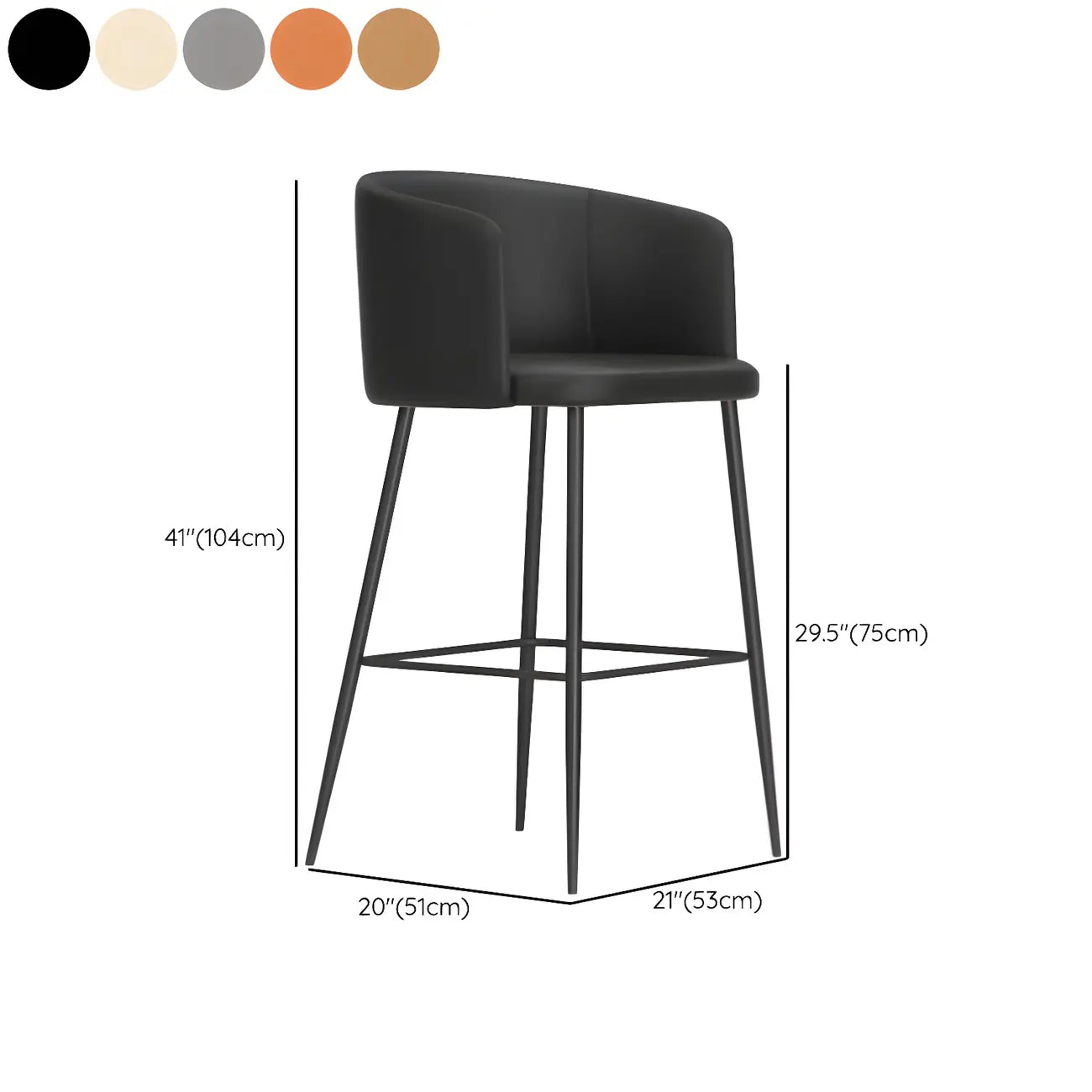 Tabourets de bar hauts à oreilles en similicuir de type seau