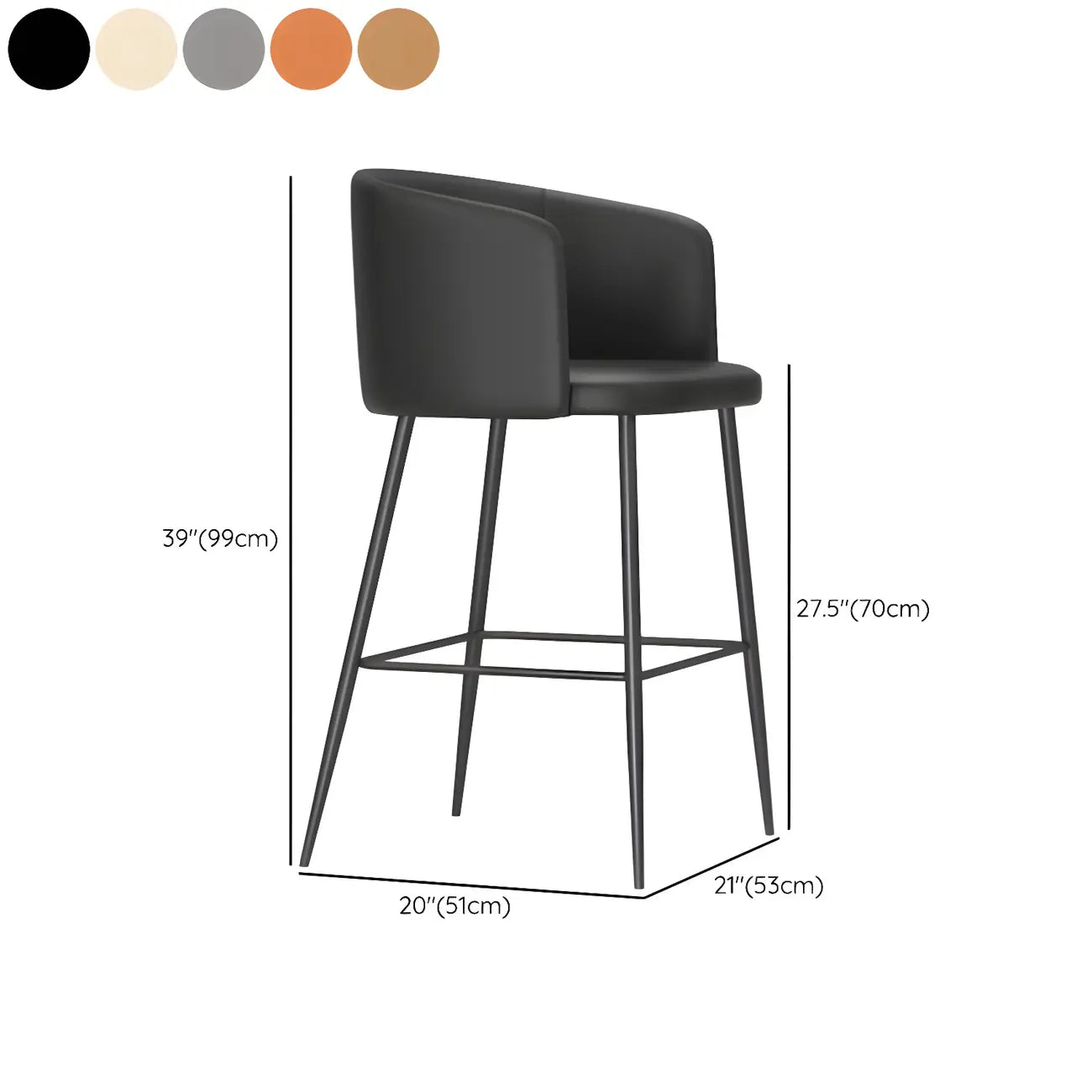 Tabourets de bar hauts à oreilles en similicuir de type seau