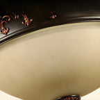 Plafonnier semi-encastré à 3 lumières en verre dépoli marron style grange