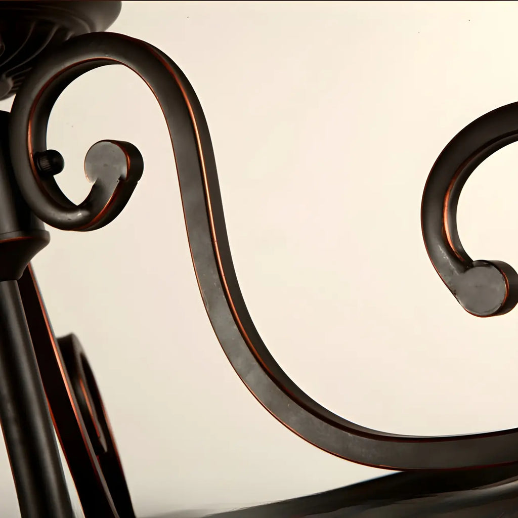 Plafonnier semi-encastré à 3 lumières en verre dépoli marron style grange