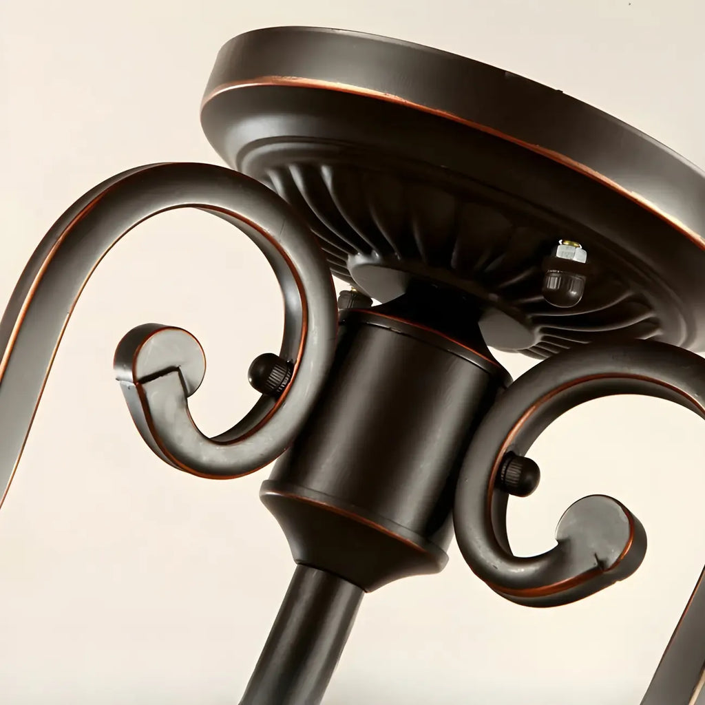 Plafonnier semi-encastré à 3 lumières en verre dépoli marron style grange