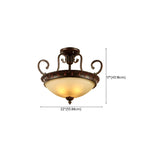 Plafonnier semi-encastré à 3 lumières en verre dépoli marron style grange