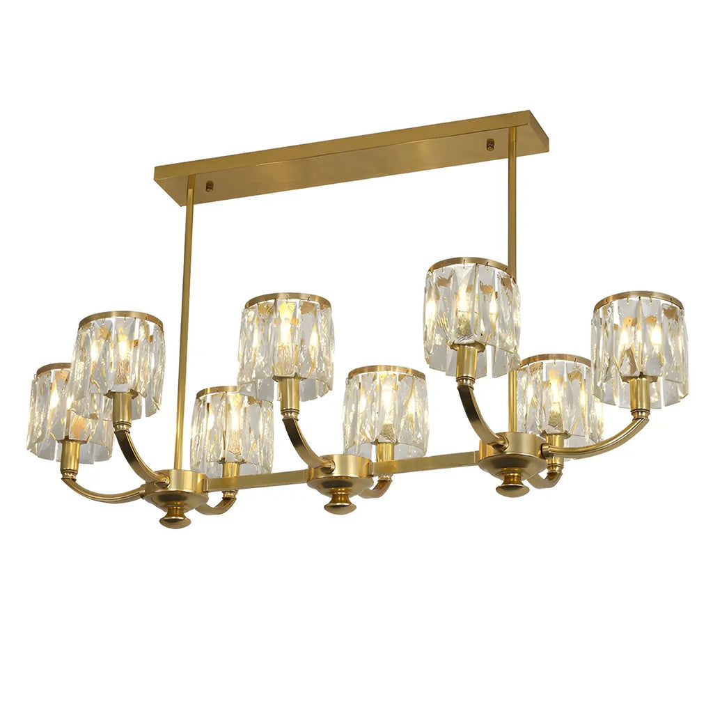 Suspension cylindrique moderne en cristal doré pour îlot de cuisine