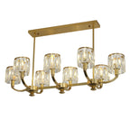 Suspension cylindrique moderne en cristal doré pour îlot de cuisine