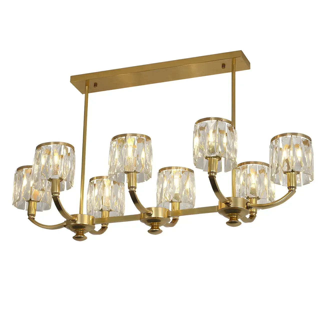 Suspension cylindrique moderne en cristal doré pour îlot de cuisine