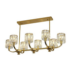 Suspension cylindrique moderne en cristal doré pour îlot de cuisine