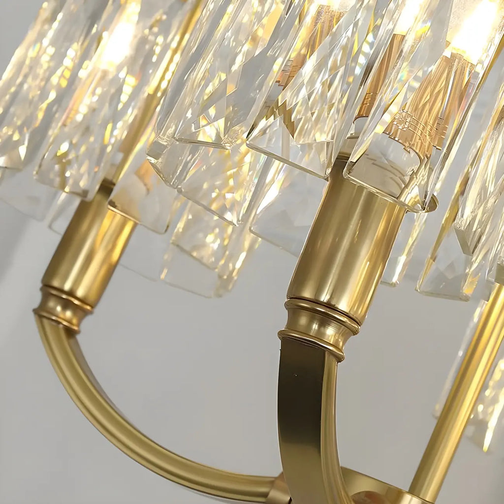 Suspension cylindrique moderne en cristal doré pour îlot de cuisine
