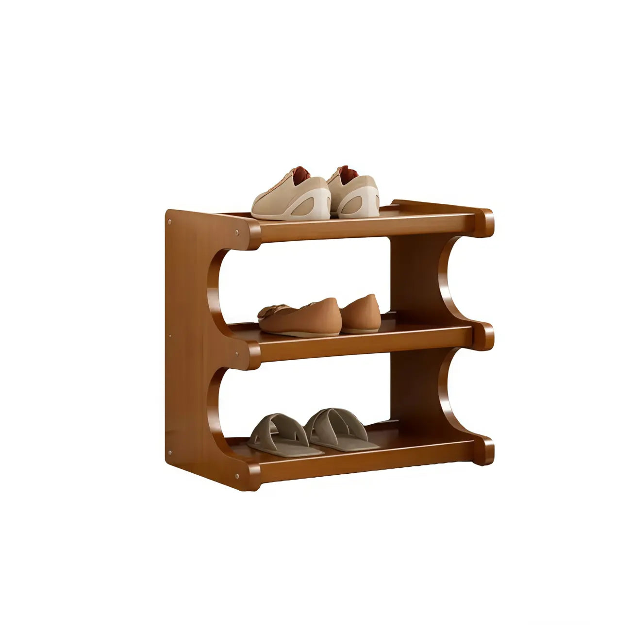 Étagère à chaussures moderne en bois marron
