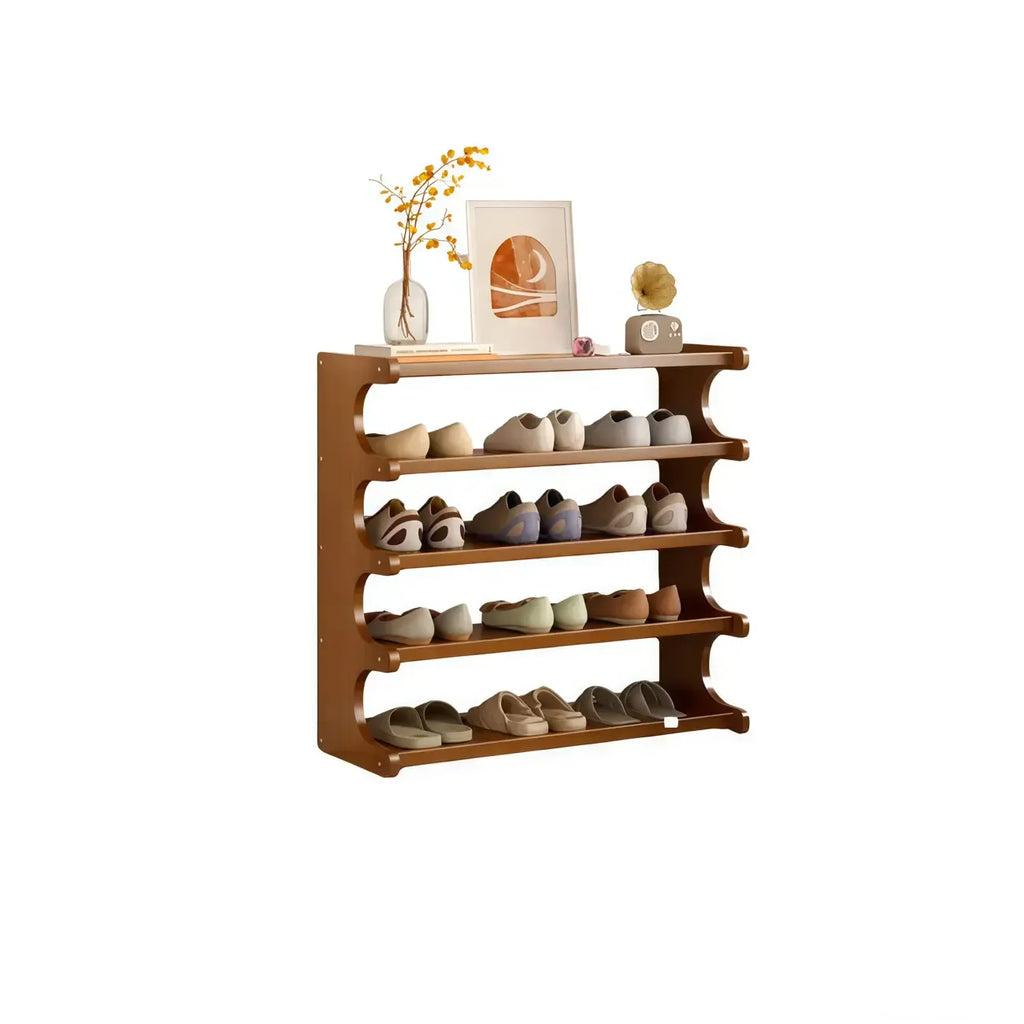 Étagère à chaussures moderne en bois marron