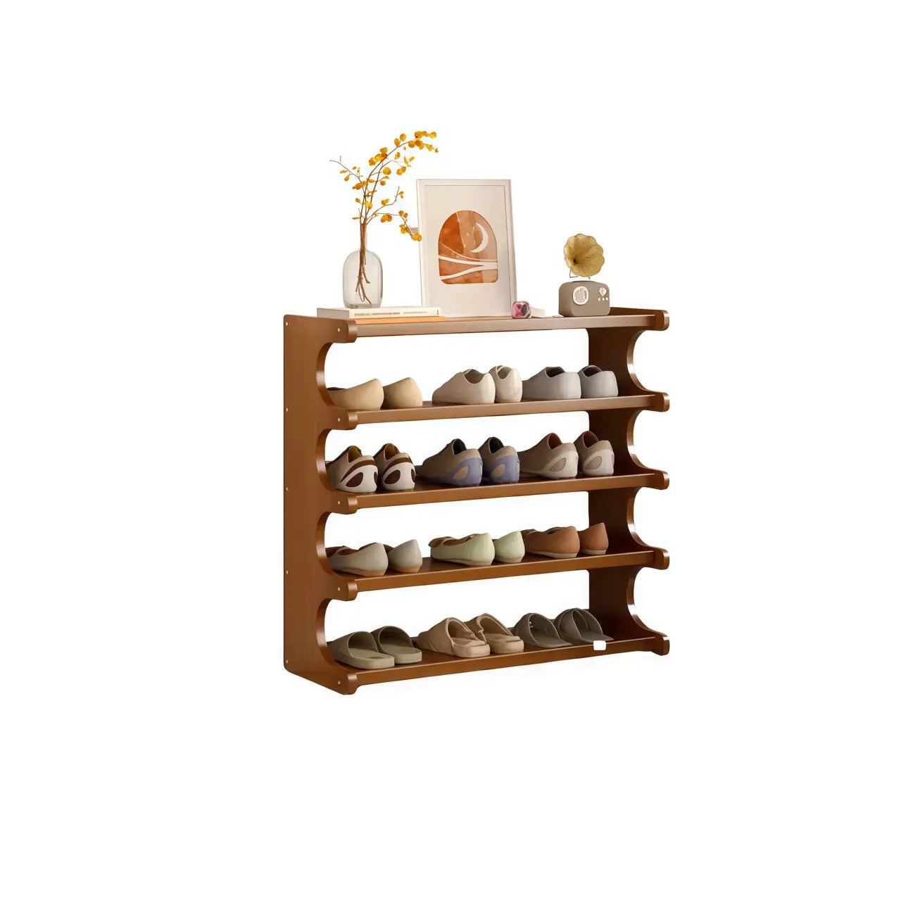 Étagère à chaussures moderne en bois marron