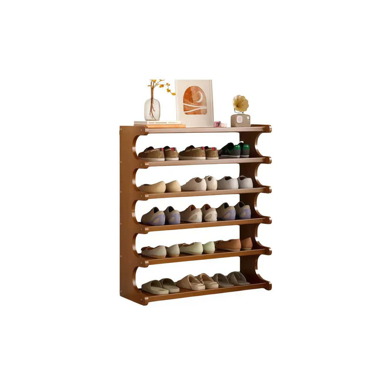 Étagère à chaussures moderne en bois marron