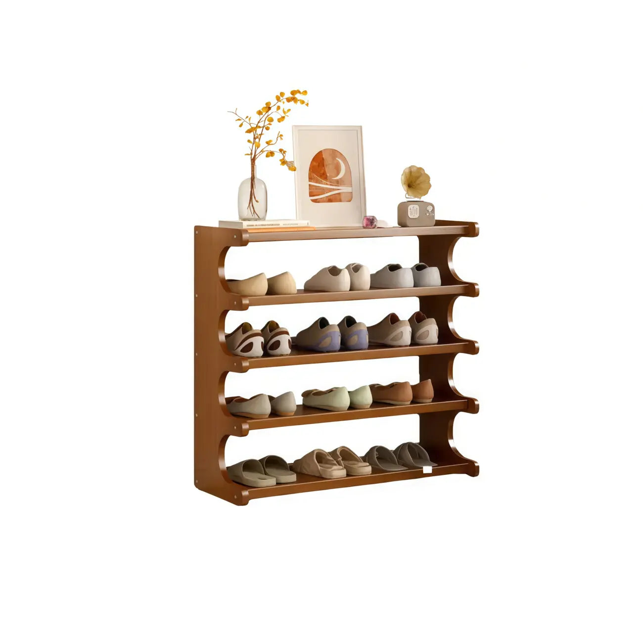 Étagère à chaussures moderne en bois marron