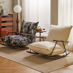 Fauteuil à bascule moderne avec revêtement en fausse fourrure de vison et structure en métal
