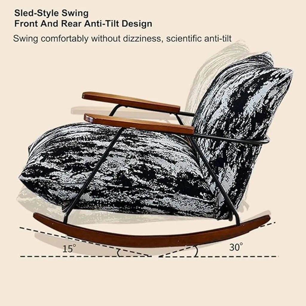 Fauteuil à bascule moderne avec revêtement en fausse fourrure de vison et structure en métal