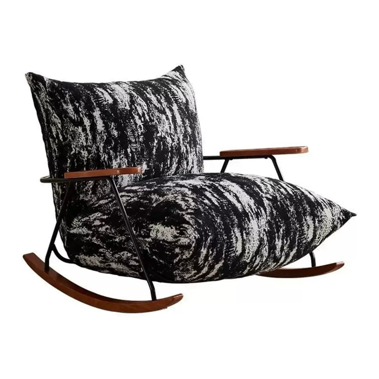 Fauteuil à bascule moderne avec revêtement en fausse fourrure de vison et structure en métal