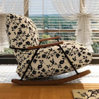 Fauteuil à bascule moderne avec revêtement en fausse fourrure de vison et structure en métal
