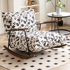 Fauteuil à bascule moderne avec revêtement en fausse fourrure de vison et structure en métal