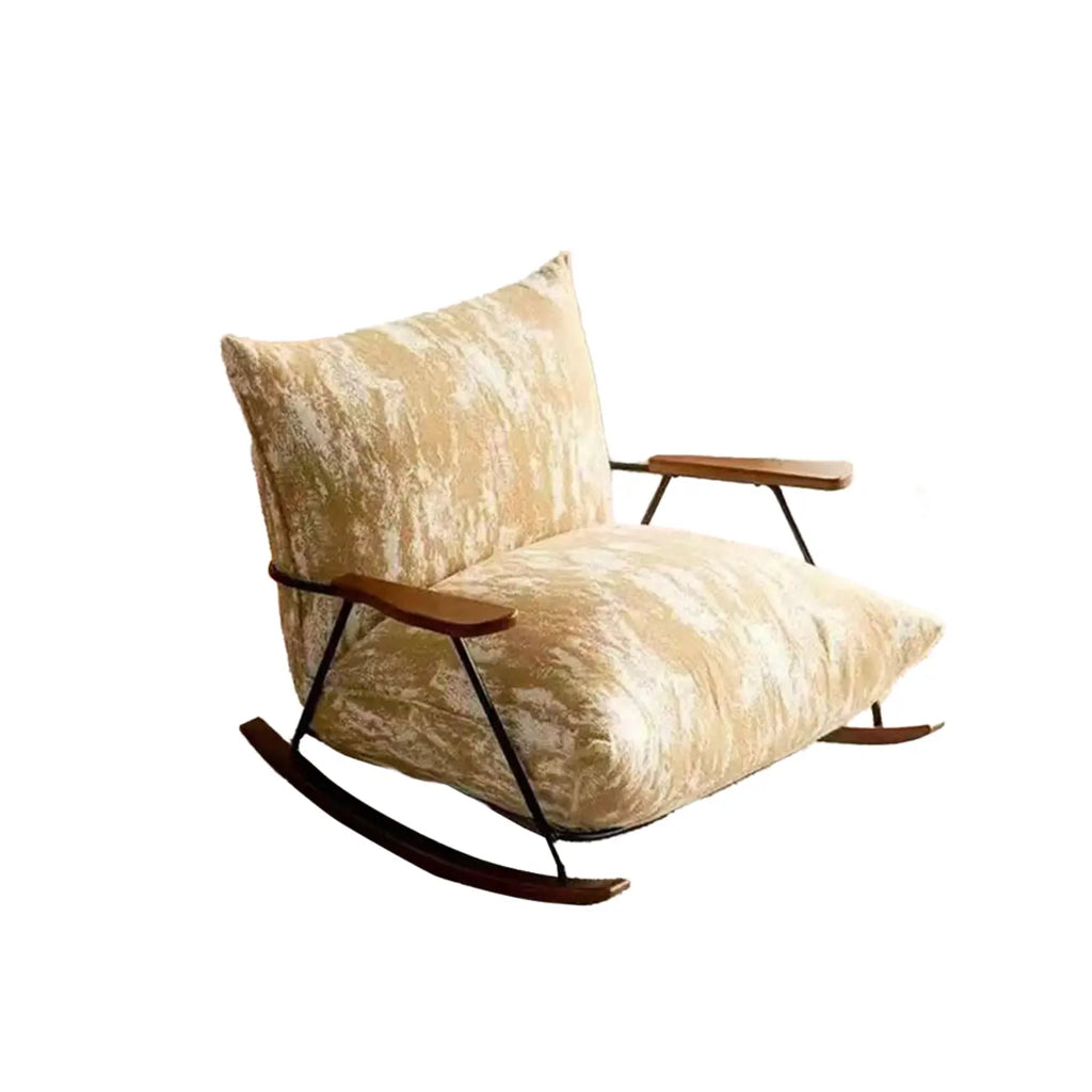 Fauteuil à bascule moderne avec revêtement en fausse fourrure de vison et structure en métal