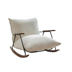 Fauteuil à bascule moderne avec revêtement en fausse fourrure de vison et structure en métal