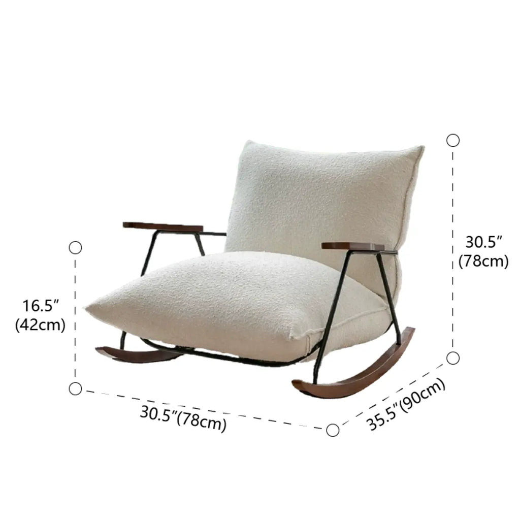 Fauteuil à bascule moderne avec revêtement en fausse fourrure de vison et structure en métal