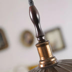Suspension ronde conique cannelée en fer brun