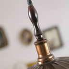 Suspension ronde conique cannelée en fer brun