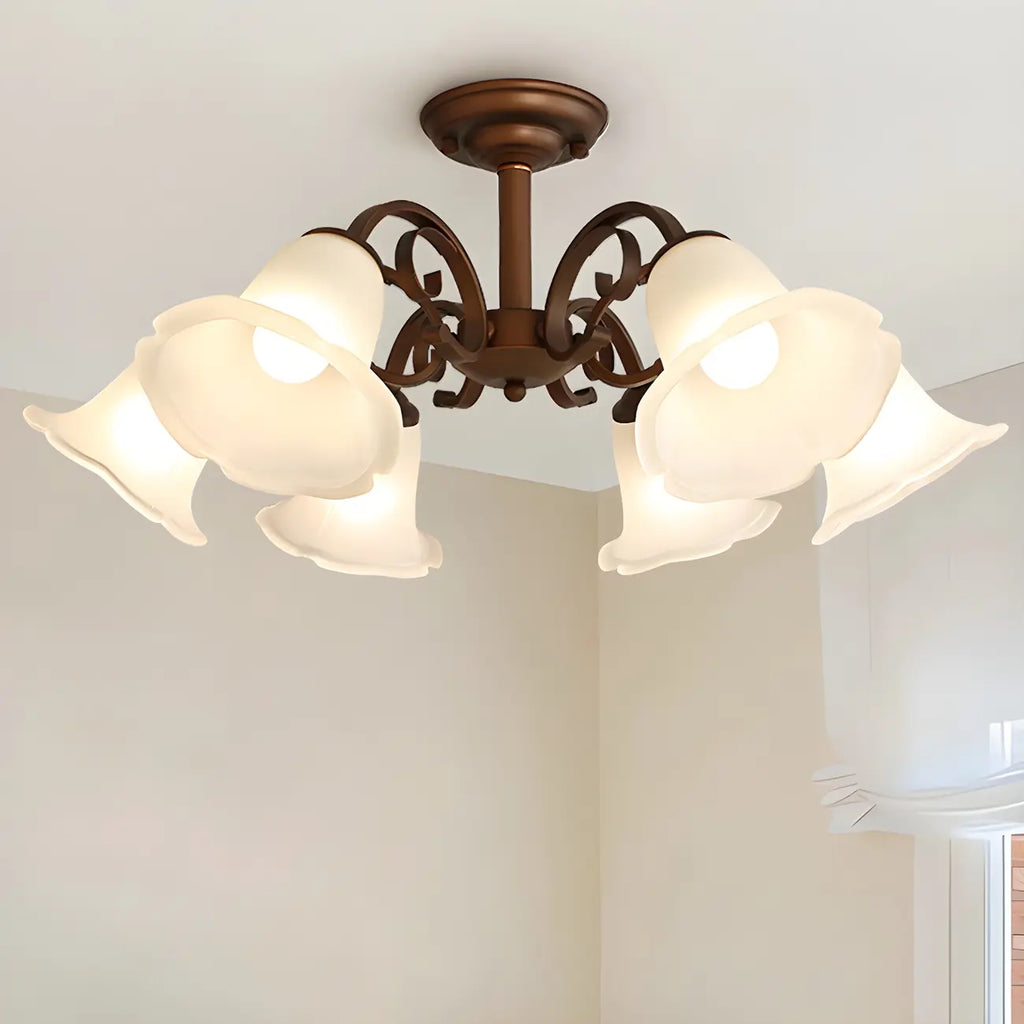 Plafonnier LED semi-encastré élégant en forme de cloche pour salon