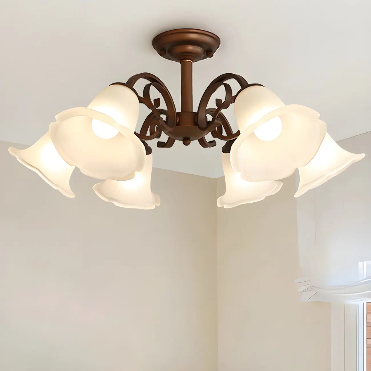 Plafonnier LED semi-encastré élégant en forme de cloche pour salon