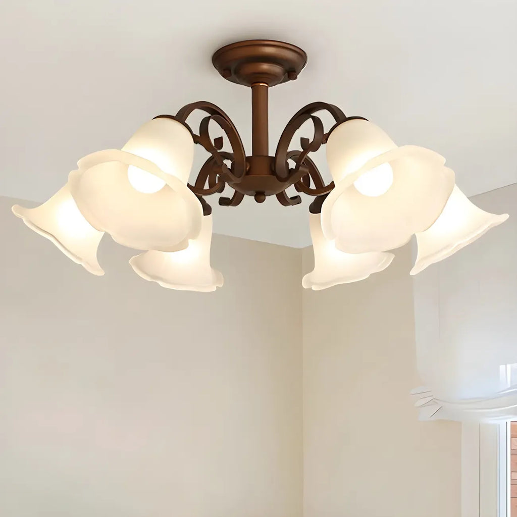Plafonnier LED semi-encastré élégant en forme de cloche pour salon