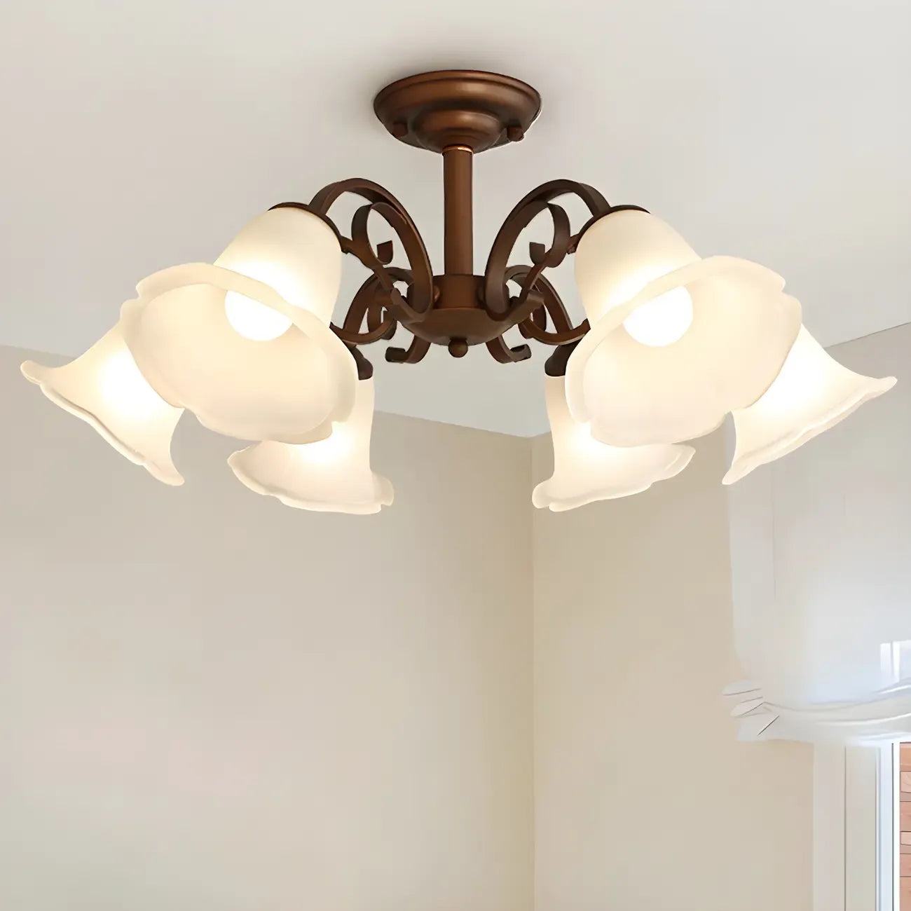 Plafonnier LED semi-encastré élégant en forme de cloche pour salon