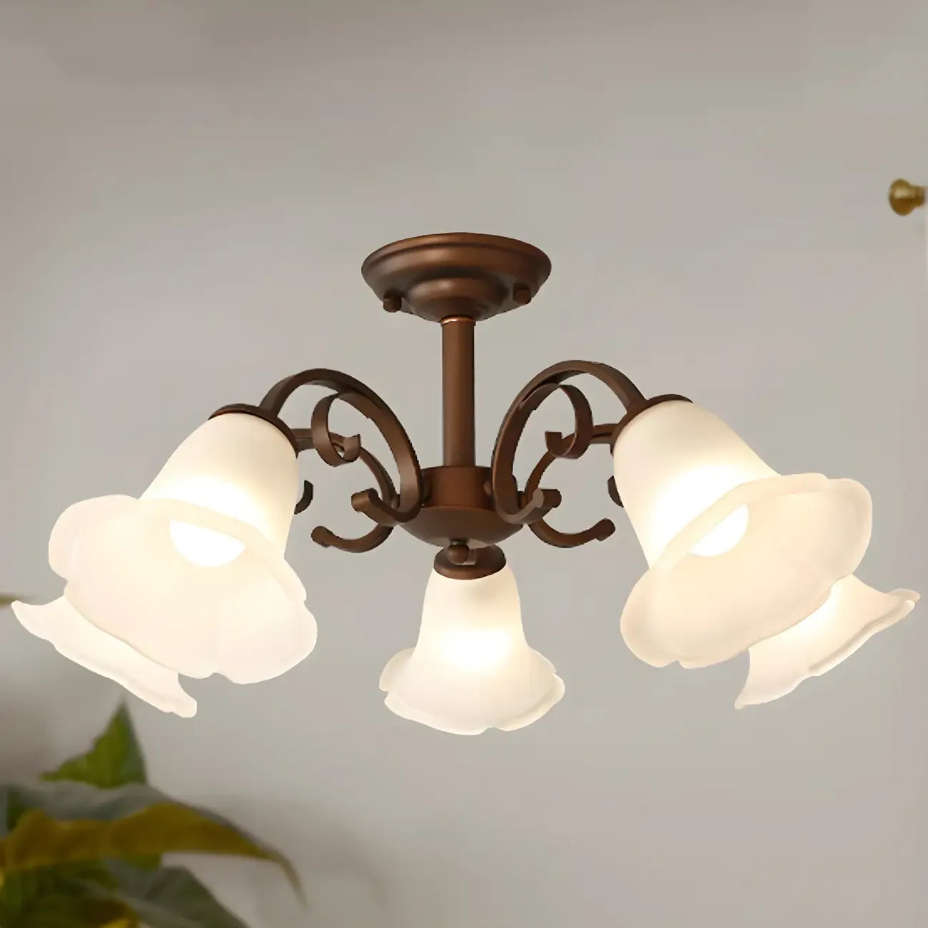 Plafonnier LED semi-encastré élégant en forme de cloche pour salon