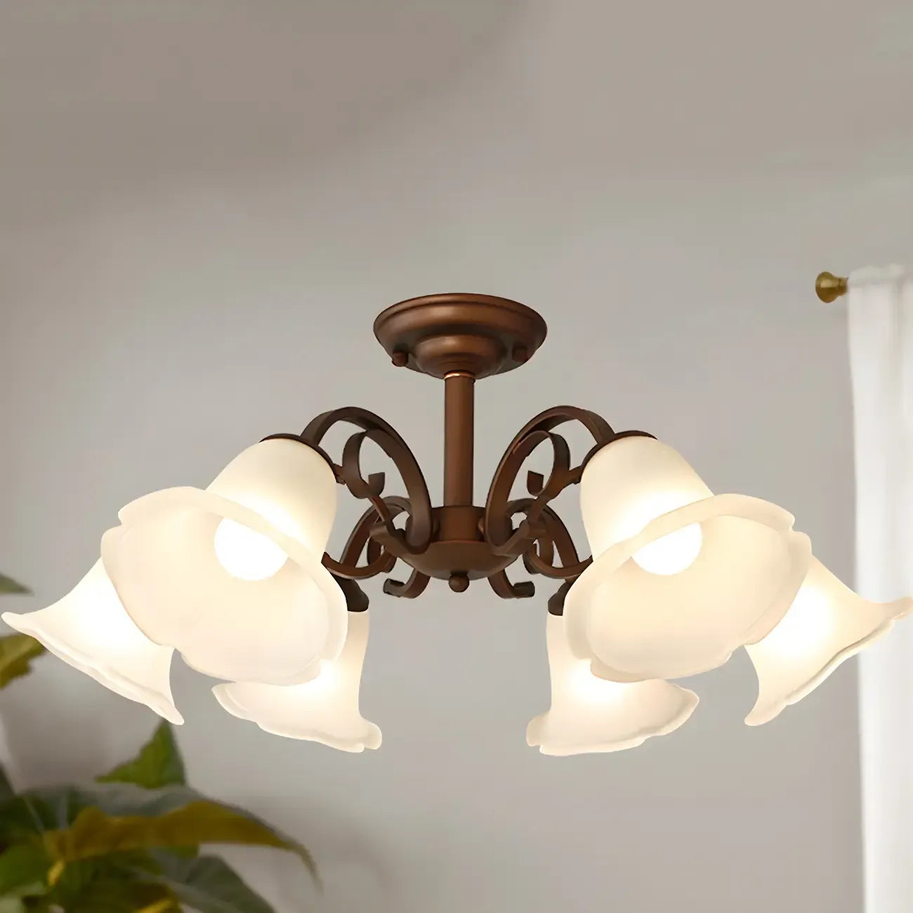 Plafonnier LED semi-encastré élégant en forme de cloche pour salon