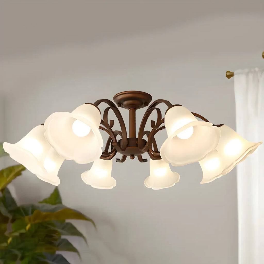 Plafonnier LED semi-encastré élégant en forme de cloche pour salon